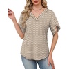 image:imageWIHOLL Womens Summer Tops Short Petal Sleeve Shirts Fashion V Neck Womens ClothingFloral 02