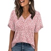 image:imageWIHOLL Womens Summer Tops Short Petal Sleeve Shirts Fashion V Neck Womens ClothingFloral 03