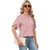 image:imageWIHOLL Womens Summer Tops Short Petal Sleeve Shirts Fashion V Neck Womens ClothingFloral 03