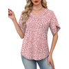 image:imageWIHOLL Womens Summer Tops Short Petal Sleeve Shirts Fashion V Neck Womens ClothingFloral 03