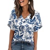 image:imageWIHOLL Womens Summer Tops Short Petal Sleeve Shirts Fashion V Neck Womens ClothingFloral 04