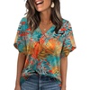 image:imageWIHOLL Womens Summer Tops Short Petal Sleeve Shirts Fashion V Neck Womens ClothingFloral 06