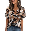 image:imageWIHOLL Womens Summer Tops Short Petal Sleeve Shirts Fashion V Neck Womens ClothingFloral 07