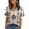 image:imageWIHOLL Womens Summer Tops Short Petal Sleeve Shirts Fashion V Neck Womens ClothingFloral 09