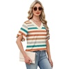 image:imageWIHOLL Womens Summer Tops Short Petal Sleeve Shirts Fashion V Neck Womens ClothingStriped 02
