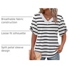 image:imageWIHOLL Womens Summer Tops Short Petal Sleeve Shirts Fashion V Neck Womens ClothingStriped 03