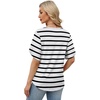 image:imageWIHOLL Womens Summer Tops Short Petal Sleeve Shirts Fashion V Neck Womens ClothingStriped 03