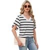 image:imageWIHOLL Womens Summer Tops Short Petal Sleeve Shirts Fashion V Neck Womens ClothingStriped 03