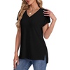 image:imageWIHOLL Womens Tops Basic Summer V Neck T Shirts Short Sleeve Dressy Casual Loose Fit Cute Tee Clothes Trendy Fashion Outfits0black