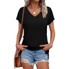 image:imageWIHOLL Womens Tops Basic Summer V Neck T Shirts Short Sleeve Dressy Casual Loose Fit Cute Tee Clothes Trendy Fashion Outfits0black