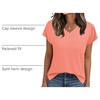 image:imageWIHOLL Womens Tops Basic Summer V Neck T Shirts Short Sleeve Dressy Casual Loose Fit Cute Tee Clothes Trendy Fashion Outfits0coral