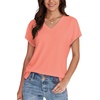 image:imageWIHOLL Womens Tops Basic Summer V Neck T Shirts Short Sleeve Dressy Casual Loose Fit Cute Tee Clothes Trendy Fashion Outfits0coral