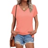 image:imageWIHOLL Womens Tops Basic Summer V Neck T Shirts Short Sleeve Dressy Casual Loose Fit Cute Tee Clothes Trendy Fashion Outfits0coral