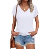 image:imageWIHOLL Womens Tops Basic Summer V Neck T Shirts Short Sleeve Dressy Casual Loose Fit Cute Tee Clothes Trendy Fashion Outfits0white