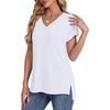 image:imageWIHOLL Womens Tops Basic Summer V Neck T Shirts Short Sleeve Dressy Casual Loose Fit Cute Tee Clothes Trendy Fashion Outfits0white