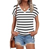 image:imageWIHOLL Womens Tops Basic Summer V Neck T Shirts Short Sleeve Dressy Casual Loose Fit Cute Tee Clothes Trendy Fashion Outfits1black Stripe