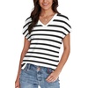 image:imageWIHOLL Womens Tops Basic Summer V Neck T Shirts Short Sleeve Dressy Casual Loose Fit Cute Tee Clothes Trendy Fashion Outfits1black Stripe