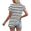 image:imageWIHOLL Womens Tops Basic Summer V Neck T Shirts Short Sleeve Dressy Casual Loose Fit Cute Tee Clothes Trendy Fashion Outfits1black Stripe