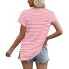image:imageWIHOLL Womens Tops Basic Summer V Neck T Shirts Short Sleeve Dressy Casual Loose Fit Cute Tee Clothes Trendy Fashion Outfits1pink Stripe