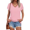 image:imageWIHOLL Womens Tops Basic Summer V Neck T Shirts Short Sleeve Dressy Casual Loose Fit Cute Tee Clothes Trendy Fashion Outfits1pink Stripe