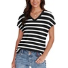 image:imageWIHOLL Womens Tops Basic Summer V Neck T Shirts Short Sleeve Dressy Casual Loose Fit Cute Tee Clothes Trendy Fashion Outfits1white Stripe