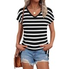 image:imageWIHOLL Womens Tops Basic Summer V Neck T Shirts Short Sleeve Dressy Casual Loose Fit Cute Tee Clothes Trendy Fashion Outfits1white Stripe