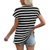 image:imageWIHOLL Womens Tops Basic Summer V Neck T Shirts Short Sleeve Dressy Casual Loose Fit Cute Tee Clothes Trendy Fashion Outfits1white Stripe