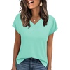 image:imageWIHOLL Womens Tops Basic Summer V Neck T Shirts Short Sleeve Dressy Casual Loose Fit Cute Tee Clothes Trendy Fashion Outfits2aqua