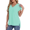 image:imageWIHOLL Womens Tops Basic Summer V Neck T Shirts Short Sleeve Dressy Casual Loose Fit Cute Tee Clothes Trendy Fashion Outfits2aqua