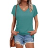 image:imageWIHOLL Womens Tops Basic Summer V Neck T Shirts Short Sleeve Dressy Casual Loose Fit Cute Tee Clothes Trendy Fashion Outfits2turquoise