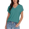 image:imageWIHOLL Womens Tops Basic Summer V Neck T Shirts Short Sleeve Dressy Casual Loose Fit Cute Tee Clothes Trendy Fashion Outfits2turquoise