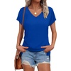 image:imageWIHOLL Womens Tops Basic Summer V Neck T Shirts Short Sleeve Dressy Casual Loose Fit Cute Tee Clothes Trendy Fashion Outfits3blue