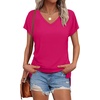 image:imageWIHOLL Womens Tops Basic Summer V Neck T Shirts Short Sleeve Dressy Casual Loose Fit Cute Tee Clothes Trendy Fashion Outfits3hot Pink