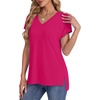 image:imageWIHOLL Womens Tops Basic Summer V Neck T Shirts Short Sleeve Dressy Casual Loose Fit Cute Tee Clothes Trendy Fashion Outfits3hot Pink
