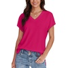 image:imageWIHOLL Womens Tops Basic Summer V Neck T Shirts Short Sleeve Dressy Casual Loose Fit Cute Tee Clothes Trendy Fashion Outfits3hot Pink