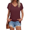 image:imageWIHOLL Womens Tops Basic Summer V Neck T Shirts Short Sleeve Dressy Casual Loose Fit Cute Tee Clothes Trendy Fashion Outfits3rust Red