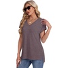 image:imageWIHOLL Womens Tops Basic Summer V Neck T Shirts Short Sleeve Dressy Casual Loose Fit Cute Tee Clothes Trendy Fashion Outfits3taupe