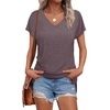 image:imageWIHOLL Womens Tops Basic Summer V Neck T Shirts Short Sleeve Dressy Casual Loose Fit Cute Tee Clothes Trendy Fashion Outfits3taupe