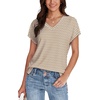 image:imageWIHOLL Womens Tops Basic Summer V Neck T Shirts Short Sleeve Dressy Casual Loose Fit Cute Tee Clothes Trendy Fashion Outfits4brown Geo
