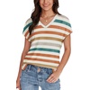 image:imageWIHOLL Womens Tops Basic Summer V Neck T Shirts Short Sleeve Dressy Casual Loose Fit Cute Tee Clothes Trendy Fashion Outfits4orange Striped