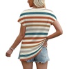 image:imageWIHOLL Womens Tops Basic Summer V Neck T Shirts Short Sleeve Dressy Casual Loose Fit Cute Tee Clothes Trendy Fashion Outfits4orange Striped