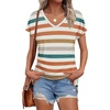 image:imageWIHOLL Womens Tops Basic Summer V Neck T Shirts Short Sleeve Dressy Casual Loose Fit Cute Tee Clothes Trendy Fashion Outfits4orange Striped