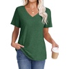 image:imageWIHOLL Womens Tops Short Sleeve V Neck Tshirts with Mock Up Pocket Fahion Summer Clothes Loose FitGreen