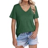 image:imageWIHOLL Womens Tops Short Sleeve V Neck Tshirts with Mock Up Pocket Fahion Summer Clothes Loose FitGreen