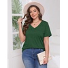 image:imageWIHOLL Womens Tops Short Sleeve V Neck Tshirts with Mock Up Pocket Fahion Summer Clothes Loose FitGreen