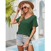 image:imageWIHOLL Womens Tops Short Sleeve V Neck Tshirts with Mock Up Pocket Fahion Summer Clothes Loose FitGreen