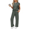 image:imageWIHOLL 2 Piece Sets for Women Casual Summer Travel Vacation Outfits Cap Sleeve Lounge SetRock Green