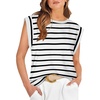 image:imageWIHOLL Cap Sleeve Tops for Women Summer Top Basic Tee Shirts Business Casual Tank Loose Fit 2026 FashionD  Black Stripe