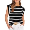 image:imageWIHOLL Cap Sleeve Tops for Women Summer Top Basic Tee Shirts Business Casual Tank Loose Fit 2026 FashionE  White Stripe