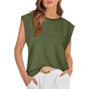 image:imageWIHOLL Cap Sleeve Tops for Women Summer Top Basic Tee Shirts Business Casual Tank Loose Fit 2026 FashionF  Olive Green